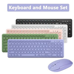 Tastatur-Maus-Kombinationen 2 4G Wireless und Combo Lila Multimedia-Set Ergonomische Silent Keypad Mause für Laptop PC Smart TV 231019