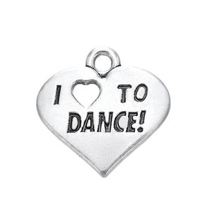 Charms Fashion Easy To Diy 20Pcs Engraved Letter I Love Dance Heart Charm Jewelry Making Fit For Necklace Or Drop Delivery Findings Dhzak