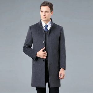 Cappotto di media lunghezza in lana double face da uomo in misto lana di lusso autunno e inverno trench casual con colletto alla coreana ispessito 231019