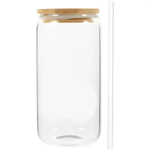Wine Glasses Bamboo Lid Drink Cup Glass Coffee Straw Cups Lids Clear Tumbler Milk Tea Tumblers Drinking Ice Straws Class Travel