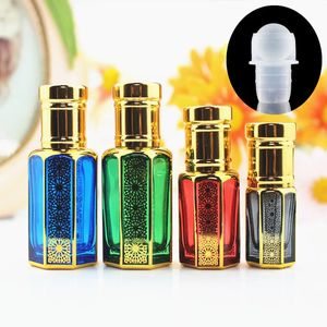 香水ボトル50/100pcs 3ml 6ml 12mlガラスボトルのロール小さなジェットボトルボトルカラフルなエッセンシャルオイルコンテナ空の詰め替え可能231020