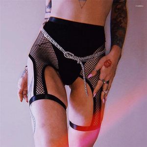 Women's Leggings Mesh Spliced Hollow Out Sexy High Waist Underpants