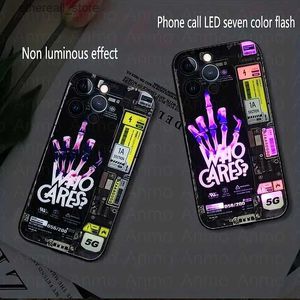 Cell Phone Cases LED Light Mobile Phone Case for iPhone 12 13 14 Pro Max 11 X XR XS 7 8 Plus SE Colorful Glow Bumper Shockproof Protective Shell Q231021