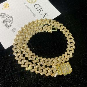 Wholesale Vvs Moissanite Pass Diamond Tester 2 Rows Miami Cuban Link Chain 12mm 14mm 18mm Hip Hop Necklace Bracelet Men Jewelry