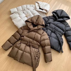 Damen Daunenparkas Winterjacken für Damen, dick, warm, lässiger Mantel, Damenjacke mit Gürtel, Übergröße, Kapuzenparka, Mantel, modisch, 231021