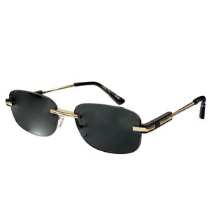 Nya lyxdesigner Solglasögon för män och kvinnor Mens Rimless Sun Glasses UV400 Protective Lenss Retro Eyewear Rectangle Design Gold Grey kommer med originalfodral