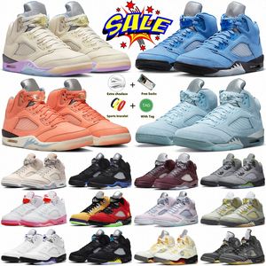 Yüksek kaliteli Jumpman 5 Basketbol Ayakkabı 5s Şanslı Green Georgetown Aqua UNC Concord Racer Mavi Raging Bull Fire Red Süet Sail What Mens Trainers Spor Kekatçıları