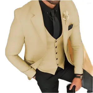 Erkek takım elbise resmi erkekler ince fit moda düğün smokin terno maskulino balo özel kostüm homme damat çentik yaka blazer 3 adet