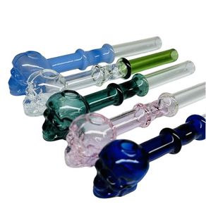 5.5 INCHES Skull bone single color round pipe Wholesale Glass bongs Oil Water Pipes