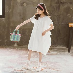 Girl Dresses YourSeason Cotton Simple Girls Unique Design Fashion Teen Dress 2023 Children Baby Cute Breathable Summer White