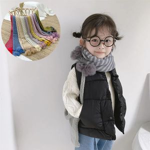 Sciarpe Autunno e inverno versione coreana dello scialle INS Bavaglino imitazione cashmere striscia appesa palla sciarpa di lana per ragazzi e ragazze 231021