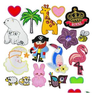 Notions Cartoones Mixed Iron On Panada Owl Embroidered Appliques Sew Diy Clothing Craft Decoration Accessories Drop Delivery