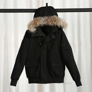 24SS Canadian Men Women Designer Inverno Goose Goose Real Wolf Bomber Bomber Zipper Pocket Fashi