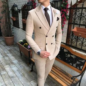 Ternos masculinos cáqui baile de formatura para casamento homem blazers padrinhos smoking pico lapela 2 peça traje homme terno masculino