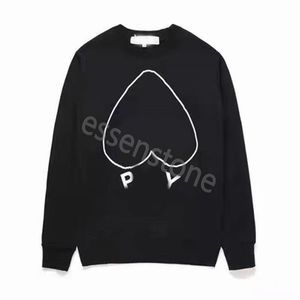 Designer play sweatshirts roupas masculinas comm des garcons jogar moletom com capuz bordado vermelho coração amantes mulheres novo empilhamento camisola branco hip hop xs-5xl