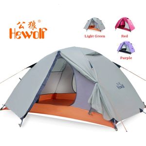 Zelte und Unterstände Hewolf 1595 Outdoor Doppelschichtige ultraleichte Aluminiumstange wasserdicht winddicht Campingzelt 2,51 kg Strand Barraca 231021