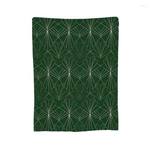 Cobertores Art Deco em esmeralda verde cobertor macio quente flanela lance colcha para cama sala de estar piquenique viagem casa sofá