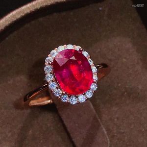 Cluster Rings Natural Ruby Ring 3CT 925 Silver Exducite Style Selling Quality Classic Lady's Gem