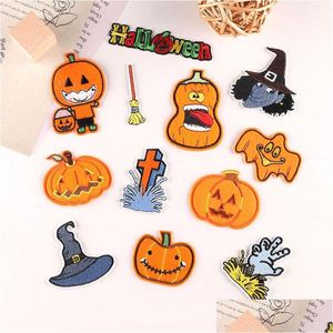 Nozioni Zucche di Halloween termoadesive cucite ricamate per giacche zaini jeans e vestiti badge applique consegna all'ingrosso