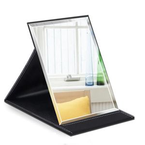 Kompakta speglar Fällbar sminkspegel PU Portabel justerbar rektangulär ultratunn spegel Fällbar Compact Desktop Table Mirror för smink 231021