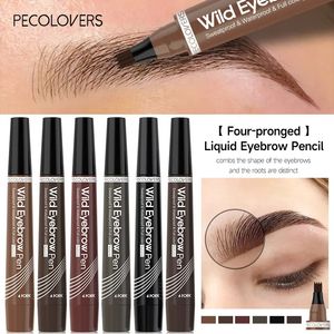 Eyebrow Enhancers 4 Points Pen 6 Colors Liquid Brow Pencil Dark Brown Microblading Waterproof Tattoo Cosmetic 231020