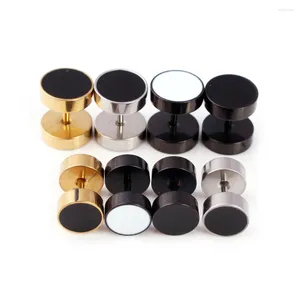 Stud Earrings 2pcs Drip Oil Round Barbell Body Piercing Jewelry Fake Ear Plug Tunnels Stainless Steel Earring Studs Girl Boy