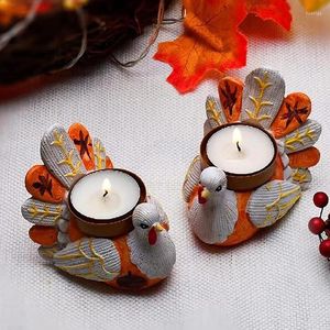 Candle Holders Thanksgiving Turkey Tea Light Lightweight Portable Candlestick For Friend Family Neighbors Christmas Present