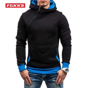 Sweats à capuche pour hommes Sweatshirts FGKKS Automne Sweat à capuche Couleur unie Casual Oblique Zipper Pull Mode Assorti Lâche Mâle 231020