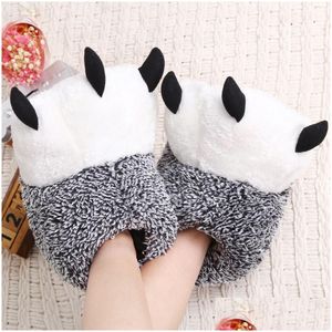 Produttore all'ingrosso di scarpe con artigli in peluche super morbide in autunno e inverno Coppia di pantofole in cotone con orsetto carino Otyjp