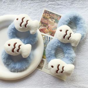Hair Accessories Fluffy Cartoon Fish With Loops Girl Heart Cute Tie Rope Leather Band Autumn Winter Soft