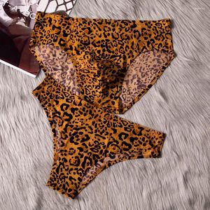 Underbyxor par älskare shorts leopard tryck sexig underkläder herr cueca boxer manliga trosor set lady trosor bambu