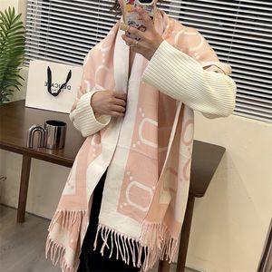 Högkvalitativ ull halsdukar designer mode varma rosa wraps lyxiga märken fulla bokstäver ränder halsdukar unisex casual trendig halsduk pashmina