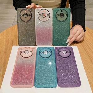 Mobiltelefonfodral Glitter Gradient Color Luxury Electroplate Camera Ring Bumper Case for Oppo Realme 11 Pro Plus stötsäker täckning 11Pro 231021