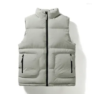 Gilet da uomo Gilet da uomo Giacca Autunno Inverno Senza maniche Cerniera Tinta unita Piumino nero Moda streetwear