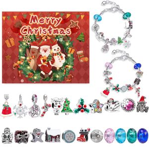 Glück Weihnachten Adventskalender Armbänder Box Für Mädchen Geschenk Diy Armband Perlen 24 stücke Tage Downcount Weihnachten Blind Box Set schmuck