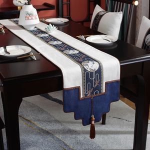 Corredor de mesa estilo chinês luxo algodão linho bordado decorativo jantar bandeira à prova dwaterproof água decoração casa 231020