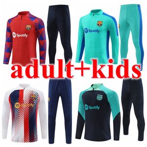 2324 Barcelona Football Adult Kids Tracksuits Soccer Jerseys Lewandowski Men and Kids 2023 Barca Football Tracksuit Set Pedri Gavi Long Sleeve Training Suit