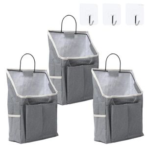 Förvaringslådor 3 pack vägg hängande arrangör väska med fickor bomull linnetyg korg för kök sovrum kontor rv husbil