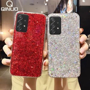 Obudowy Luksusowe cekiny Luksusowe cekiny dla Samsung Galaxy A52 A12 A72 A51 A71 A50 A41 S21 Ultra 5G S20 Fe S10 Plus 70 miękki silikonowy pokrywa 231021