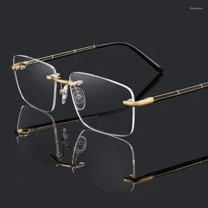 Sunglasses Frames HDCRAFTER Pure Titanium Rimless Glasses Frame Men Brand Designer Optical Prescription Eyeglasses Square Myopia Reading