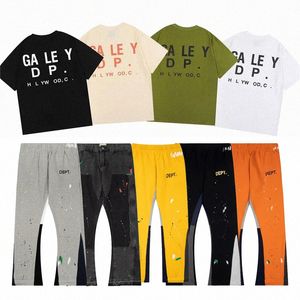 Herren-T-Shirts, Designer-T-Shirt mit Buchstaben-Aufdruck, Oberteile, kurzärmelige Hemden, Gallerrys-Hosen, Depts-Damen-Jogginghose, gesprenkeltes Paar, lockere, vielseitige, gerade Freizeithose