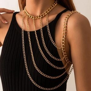 Kedjor Fashion Chain Neck ColleBone Halsband Sexig geometrisk U-formade tofsar Single-Shouldered Body Woman