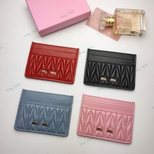 Luxurys Designers Mimiu Wallets Bags Purses Fashion Short Multiple Lambskin Card Holder Wallet Matelasse Pattern Classic Card Holder Bag Coin Purse 5MC076