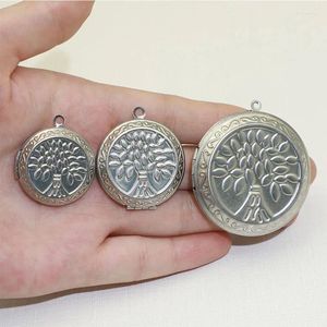 Pendant Necklaces Everfast 20pc/lot DIY 44mm Round Tree Of Life Stainless Steel Charms Locket Jewelry Making Family Memories Year Gift