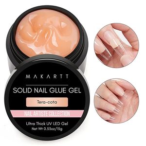 Nail Treatments Makartt Solid Nail Gel Glue for Soft Gel Nail Tips Tera-cota Nail Gel Glue for Press On Nails Acrylic Fake Nails UV Light Cured 231020