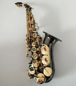 Czarny oryginalny model 991 Model B-Key Profesjonalny zakrzywiony sopranowy saksofon Czarny Nickel Złoty Materiał Jazz Instrument Sax 01