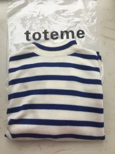 Toteme Women's Cotton Woolルーズフィットストライプのタートルネックセーター