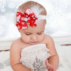 Аксессуары для волос, детская рождественская повязка для волос, милая повязка на голову с бантом и перьями, детский рождественский головной убор для малышей