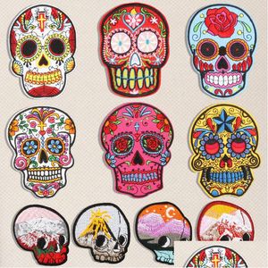 Notions Skles Sugar Skl Embroidery Sew On Appliques Ghost Head Cloth Chest Sticker With Day Of The Dead Badges For Diy Decoration H