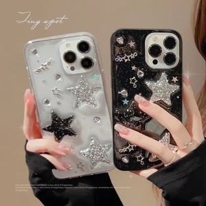 Cell Phone Cases Black 3D Sparkling Pink Star Case For Iphone 15 14 13 12 11 Pro Max X XR XSMAX 7 8 Plus SE TPU Cover New Products 231021